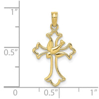 10K Cut-Out Dove Center Cross Charm