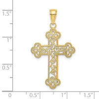 10K Textured  Beaded Edge Cross Charm