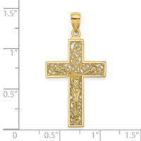 10K Textured Swirl Design Crucifix Charm