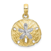 10K W/ Rhodium Polished Sand Dollar Charm