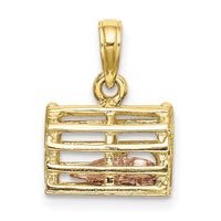 10K Two-tone 3D Lobster Trap W/Moveable Lobster Pendant 4