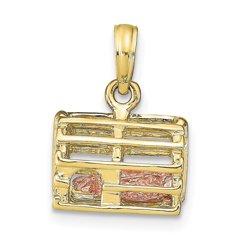 10K Two-tone 3D Lobster Trap W/Moveable Lobster Pendant 1