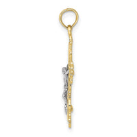 10K Textured w/ Lace Trim Crucifix Charm