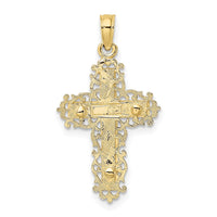 10K Textured w/ Lace Trim Crucifix Charm