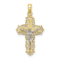 10K Textured w/ Lace Trim Crucifix Charm