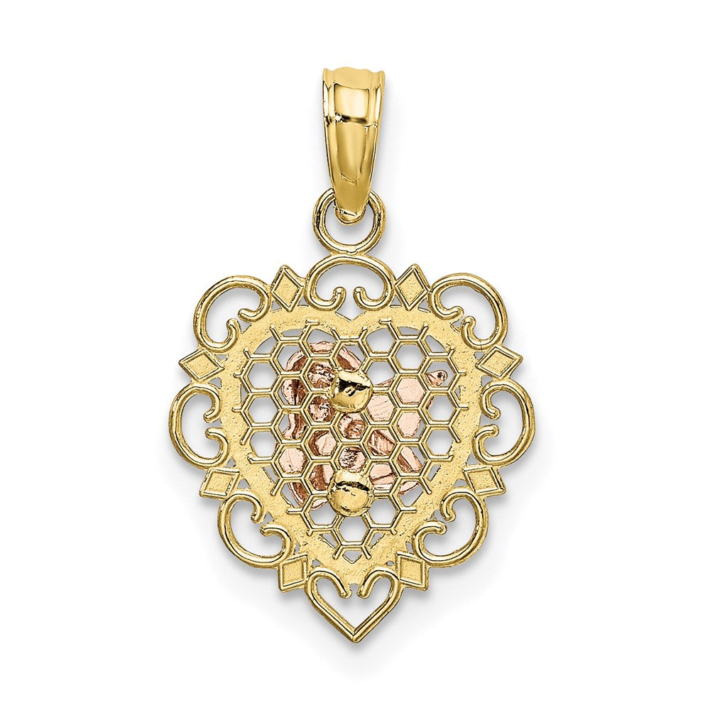 10K Tri-Color Small Angel In Heart Charm – TreasureFineJeweler