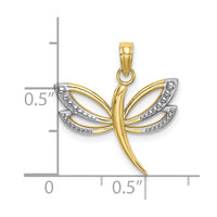 10K w/ Rhodium Textured Dragonfly Charm