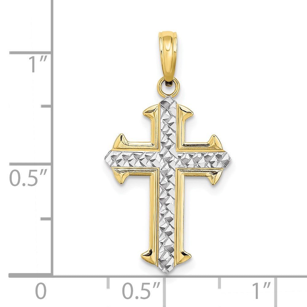 10K w/ Rhodium D/C Cross Pendant