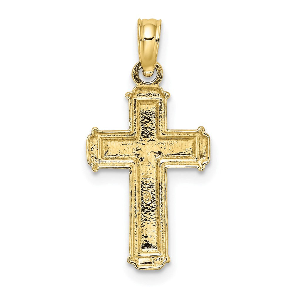 10K W/ Rhodium Polished Block Crucifix INRI Charm