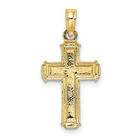 10K W/ Rhodium Polished Block Crucifix INRI Charm