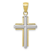 10k Two-tone Polished Cross Pendant