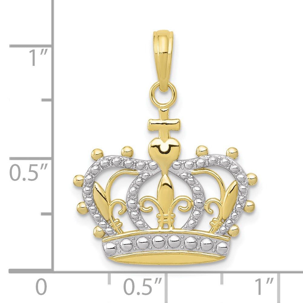 10K W/Rhodium Crown Pendant