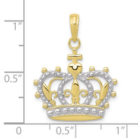 10K W/Rhodium Crown Pendant
