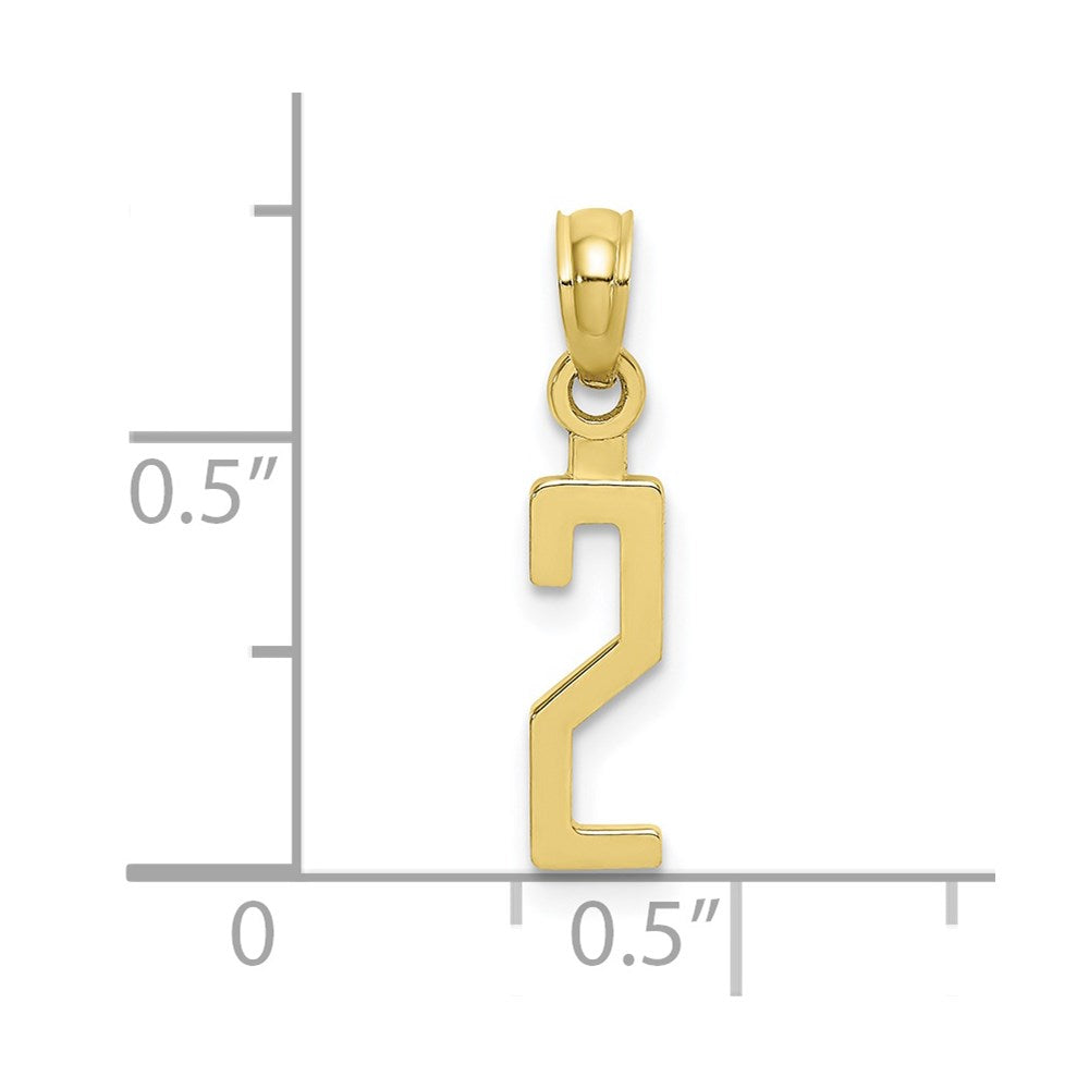10K Number 2 Block Charm