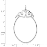 10K White Gold Double Hearts On Top Charm Holder