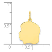 10K Plain Medium .018 Gauge Facing Left Engravable Girl Head Charm