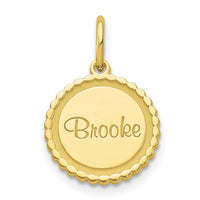 10K Scalloped Round Disc with Name Charm