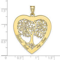 10KY Heart Family Tree Pendant