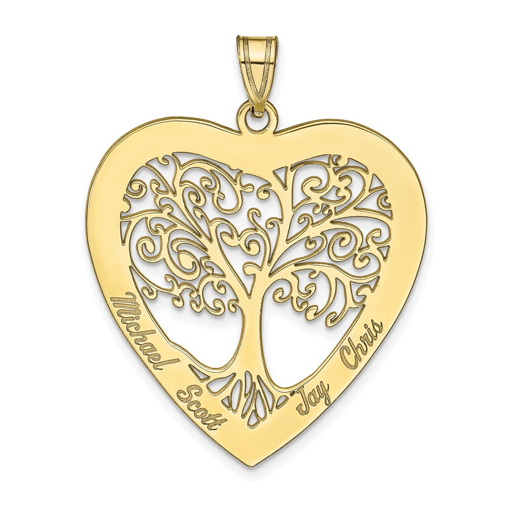 10KY Heart Family Tree Pendant