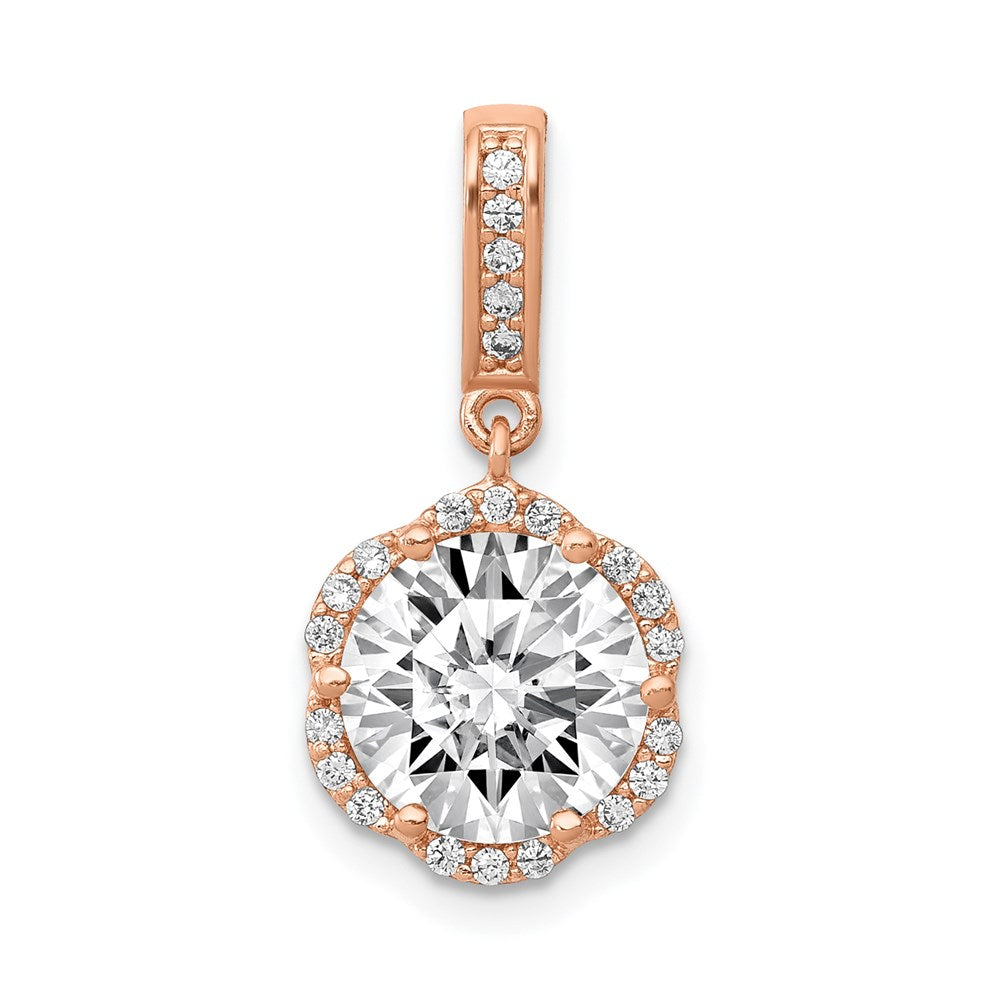 10K Tiara Collection Rose Gold Polished CZ Pendant