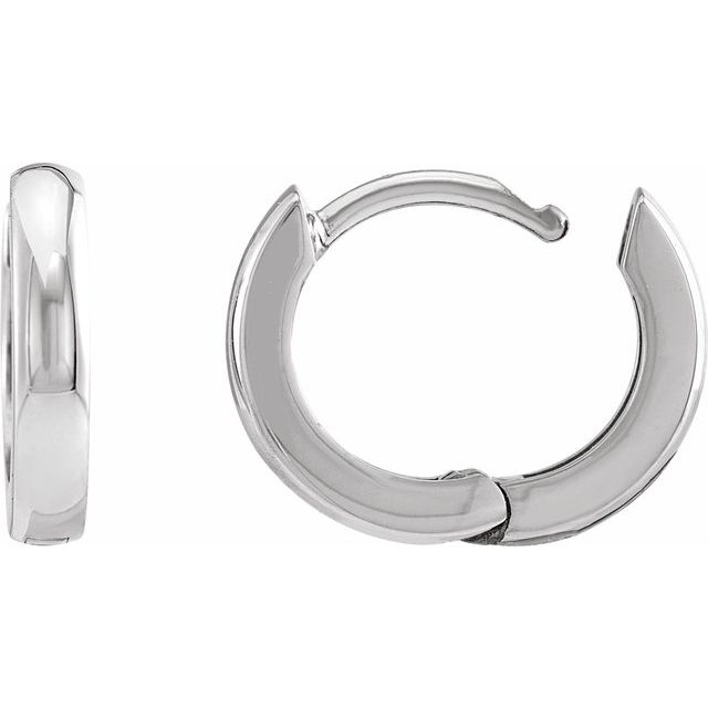 Platinum 12 mm Hinged Huggie Hoop Earrings