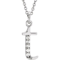 14K White Gold .025 CTW Natural Diamond Lowercase Initial T 16" Necklace