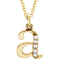 14K Yellow Gold .025 CTW Natural Diamond Lowercase Initial A 16" Necklace