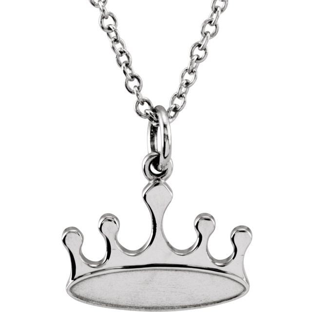 Sterling Silver Crown 16-18" Necklace