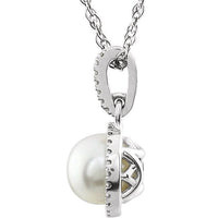 14K White  Freshwater Cultured  Pearl & 1/10 CTW Diamond 18" Necklace 2