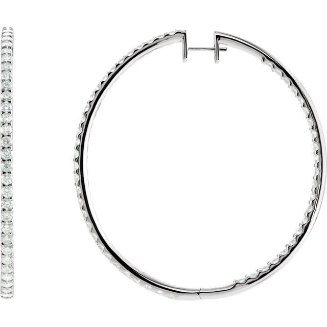 14K White 5 CTW Diamond Inside-Outside 51 mm Hoop Earrings 1