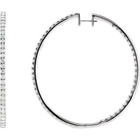 14K White 5 CTW Diamond Inside-Outside 51 mm Hoop Earrings 1
