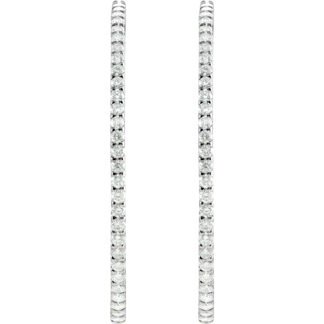 14K White 5 CTW Diamond Inside-Outside 51 mm Hoop Earrings 2