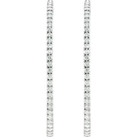 14K White 5 CTW Diamond Inside-Outside 51 mm Hoop Earrings 2