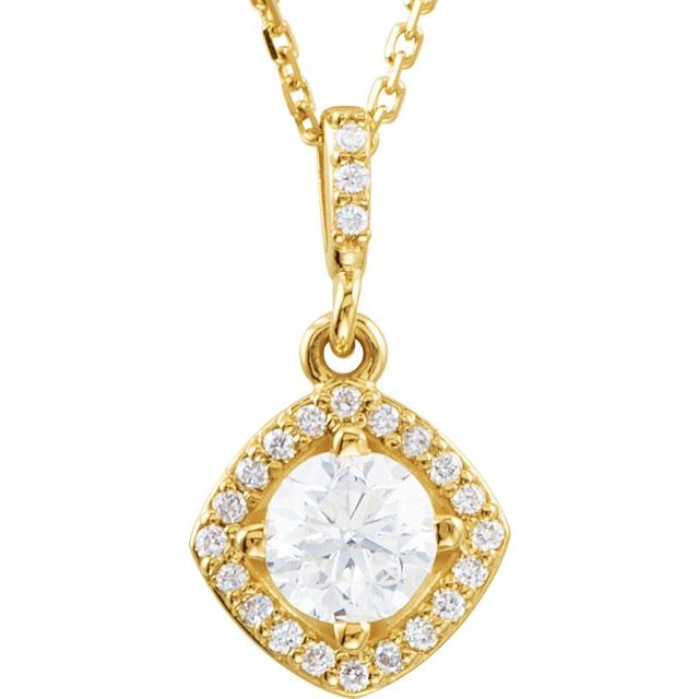 14K Yellow Gold 5/8 CTW Natural Diamond Halo-Style 18" Necklace