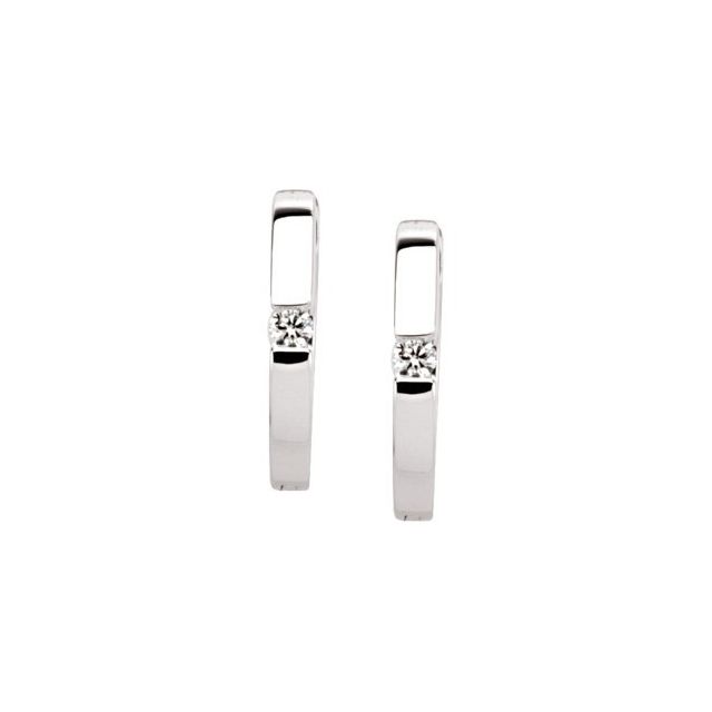 14K White .07 CTW Diamond Hoop Earrings 2