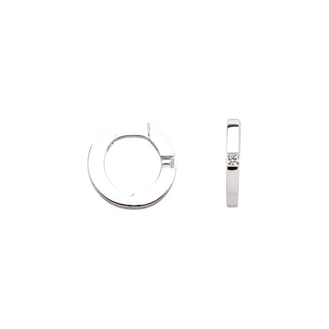 14K White .07 CTW Diamond Hoop Earrings 1
