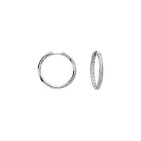 18K White 1 CTW Diamond Inside-Outside Hinged 24 mm Hoop Earrings 1