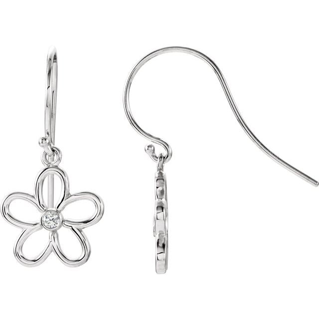 Sterling Silver .06 CTW Diamond Flower Earrings 1