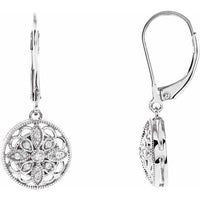 Sterling Silver 1/10 CTW Diamond Lever Back Earrings 1