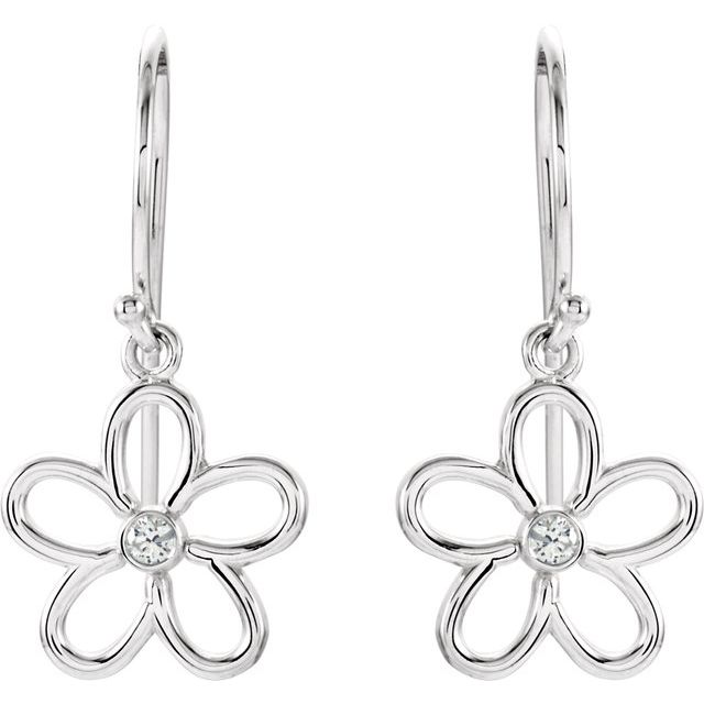 Sterling Silver .06 CTW Diamond Flower Earrings 2