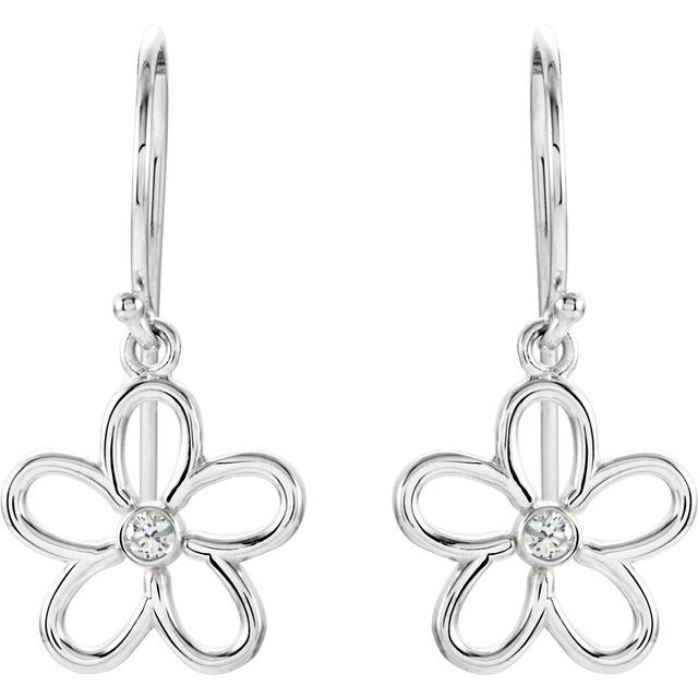 Sterling Silver .06 CTW Diamond Flower Earrings 2
