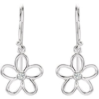 Sterling Silver .06 CTW Diamond Flower Earrings 2