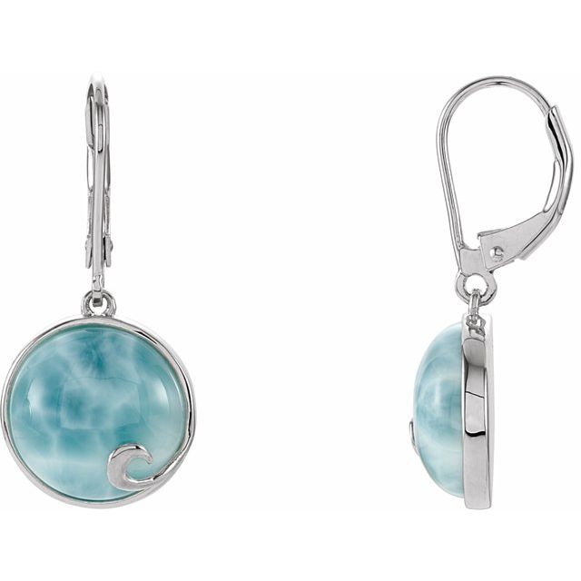 Sterling Silver Larimar Lever Back Earrings 1