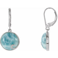 Sterling Silver Larimar Lever Back Earrings 1