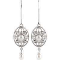 Sterling Silver Freshwater Cultured Pearl & .05 CTW Diamond Earrings 2