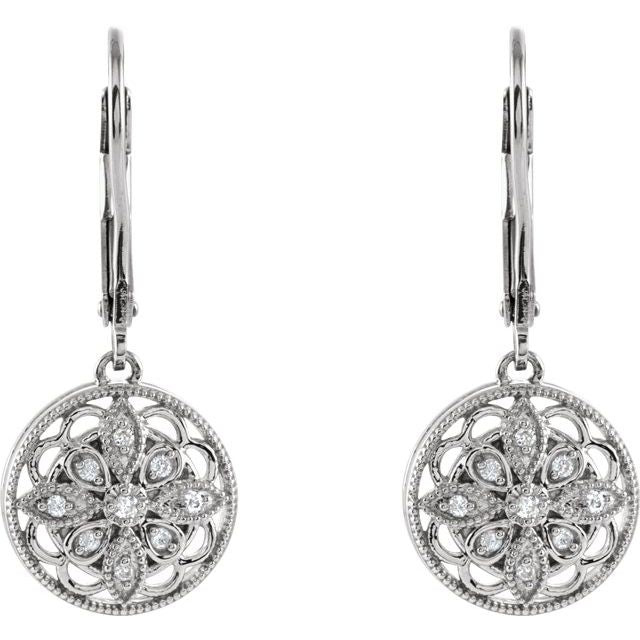 Sterling Silver 1/10 CTW Diamond Lever Back Earrings 2