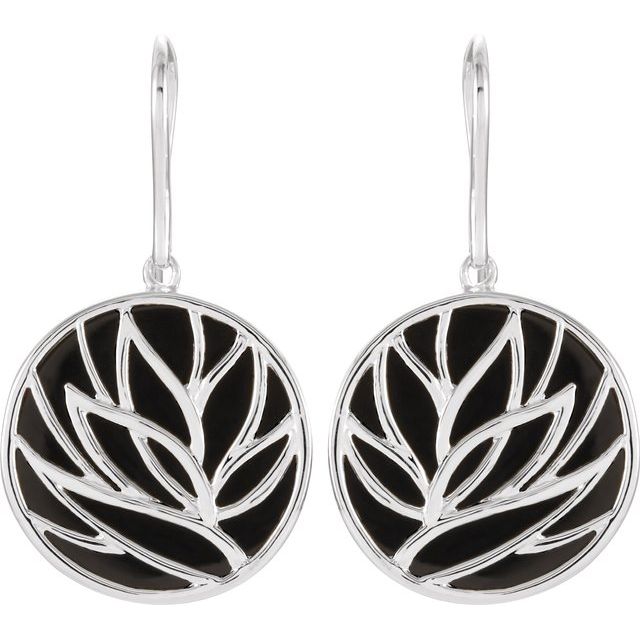 Sterling Silver Onyx Floral-Inspired Earrings 2