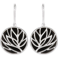 Sterling Silver Onyx Floral-Inspired Earrings 2
