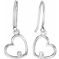 Sterling Silver .03 CTW Diamond Heart Earrings 2