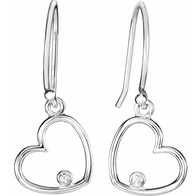 14K White .03 CTW Diamond Heart Earrings 2